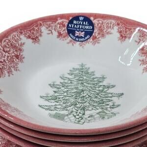 ROYAL STAFFORD CHRISTMAS TREE Red bowl set of 4 new made in England